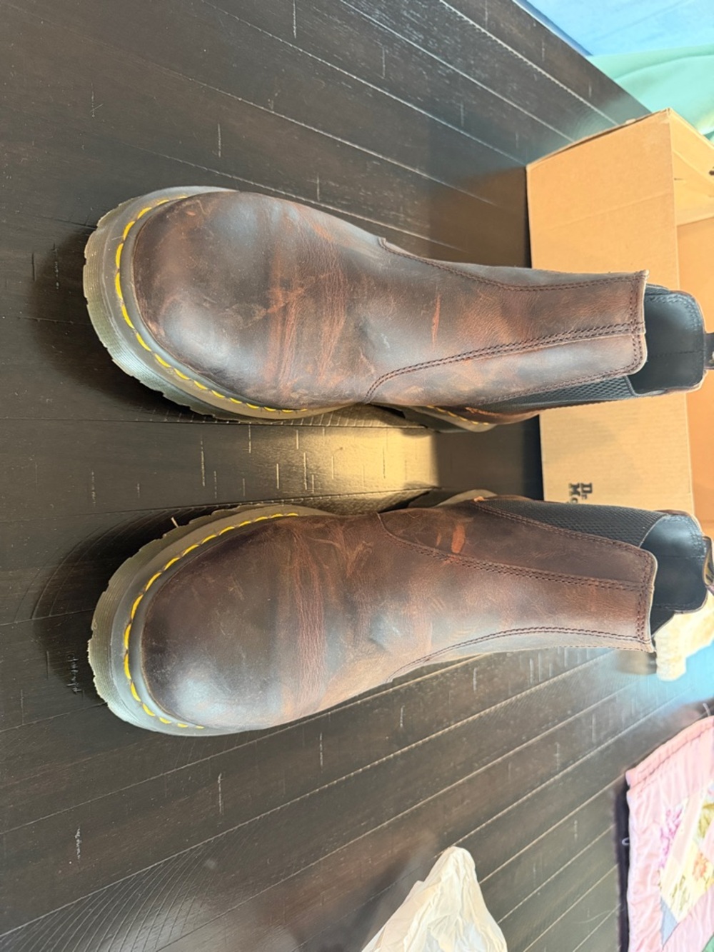 Dr. Martens Chestnut Brown Full Waxed Grain Slip-On Boots US Size 13 NIB - Picture 8 of 10